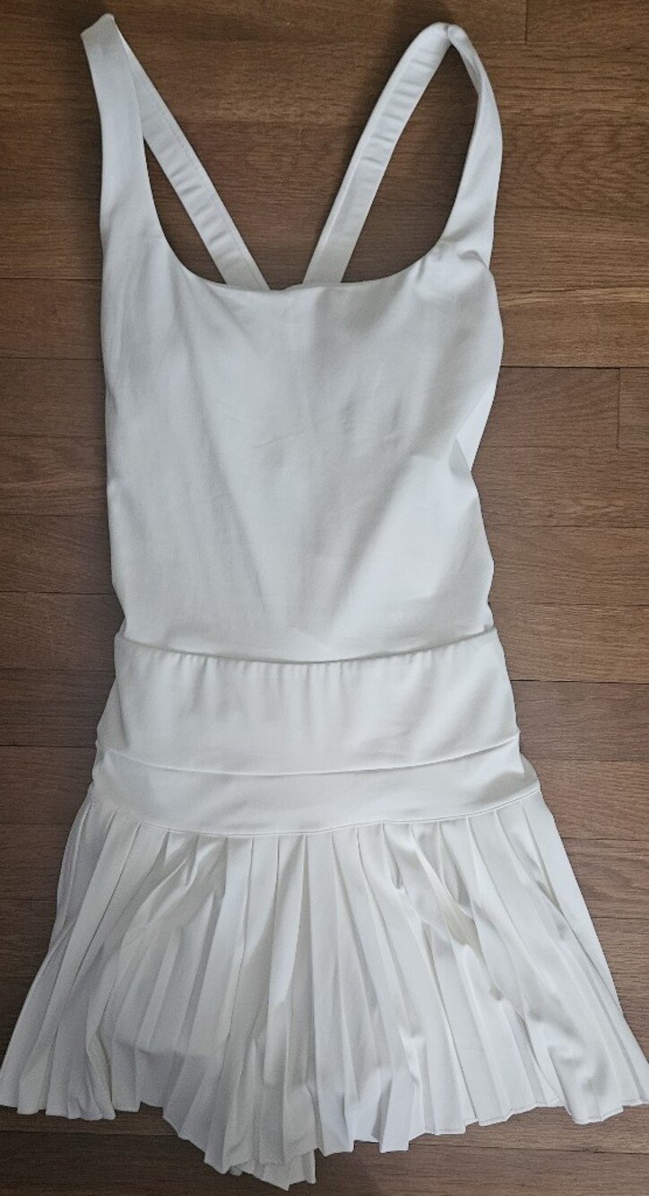 NWT Goldhinge White X Back Athletic Dress With Built In Shorts and Bra